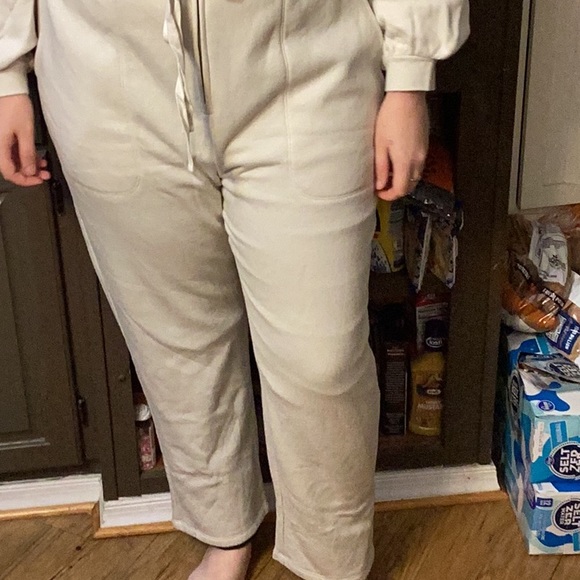 Women's Long Sleeve Fleece Jumpsuit - Cream - Universal Thread - size small-new - Picture 3 of 5